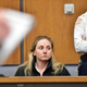 Jennifer Garvey, a former officer with the Massachusetts Bay Transportation Authority, was found guilty of assaulting a Roxbury woman and falsifying official reports about the incident. (Josh Reynolds for Boston Globe/pool)